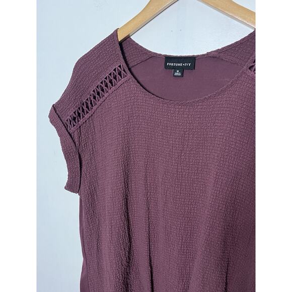 Fortune + Ivy Tabitha Crochet Seersucker Tie Front Blouse Women’s Size Medium - Picture 4 of 5